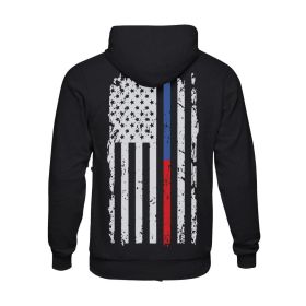 PULLOVER/HOODED VINTAGE BLUE/RED LINE BLACK (Option: L)