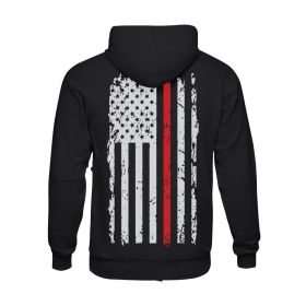 PULLOVER/HOODED VINTAGE RED LINE BLACK (Option: L)